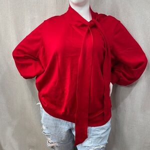 Liz Claiborne Red Women's Top with Tie Detail 3x
